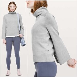 Lululemon Merino Wool Turtleneck Relaxed Sweater Grey Plus Size 12 NWOT